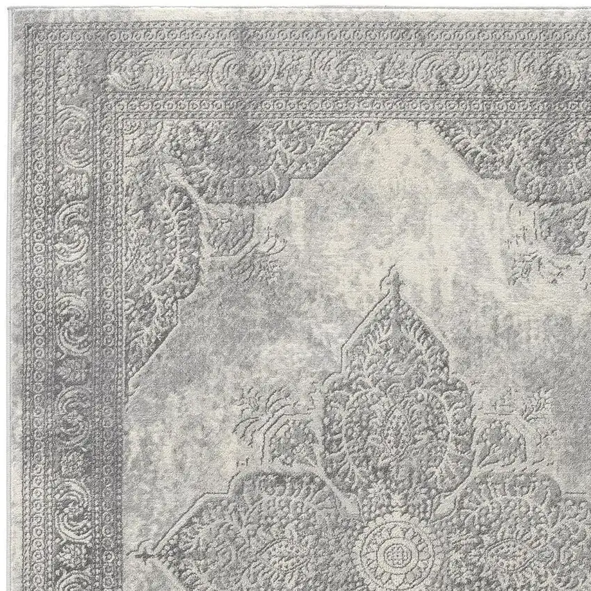 Gray Distressed Medallion Area Rug Photo 2