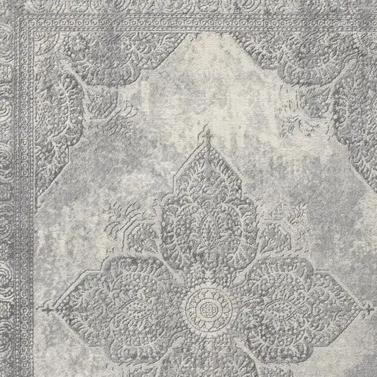 Gray Distressed Medallion Area Rug Photo 3