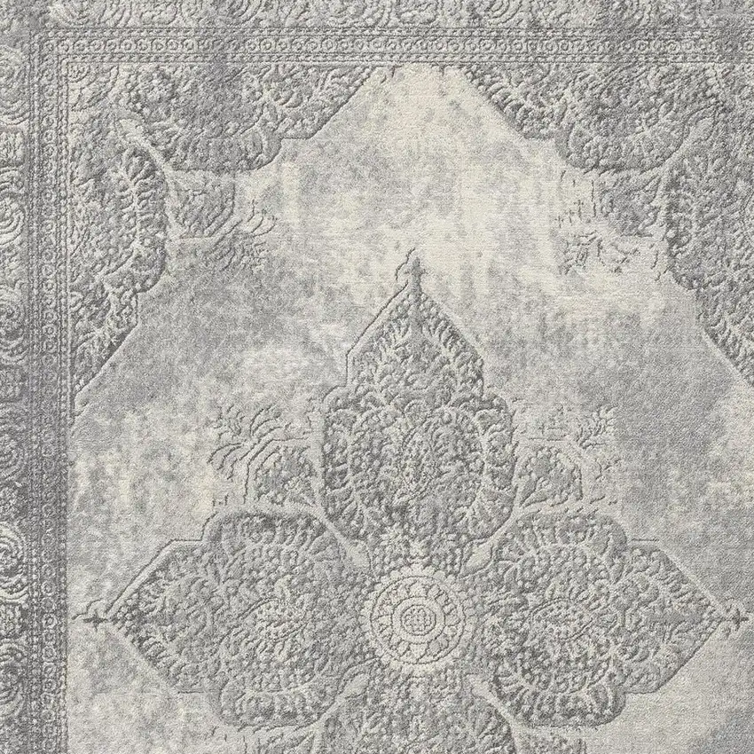Gray Distressed Medallion Area Rug Photo 3