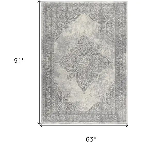 Gray Distressed Medallion Area Rug Photo 6