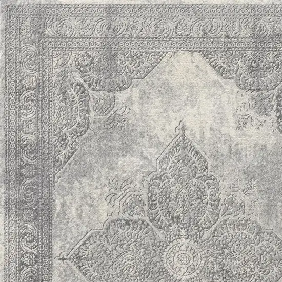 Gray Distressed Medallion Area Rug Photo 3