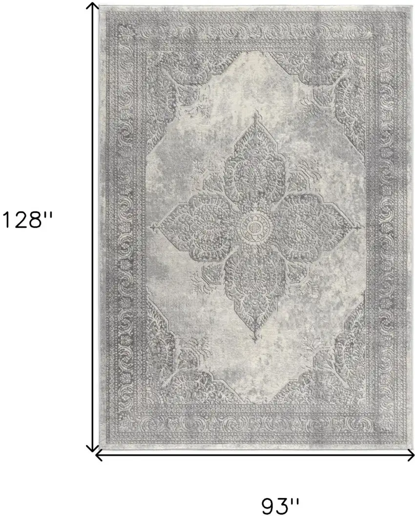 Gray Distressed Medallion Area Rug Photo 6