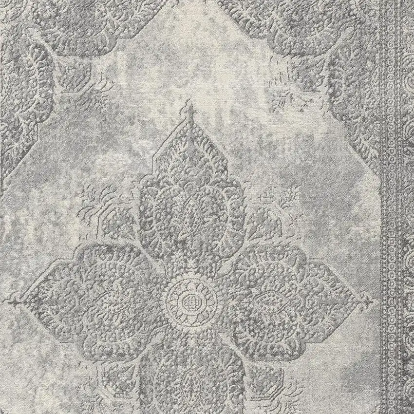 Gray Distressed Medallion Area Rug Photo 3