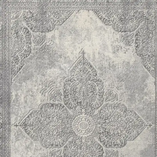 Gray Distressed Medallion Area Rug Photo 2