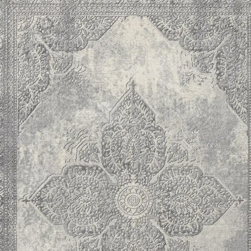 Gray Distressed Medallion Area Rug Photo 2