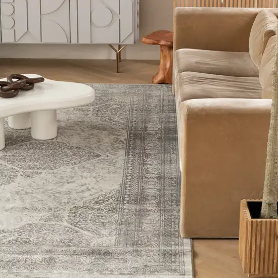 Gray Distressed Medallion Area Rug Photo 9
