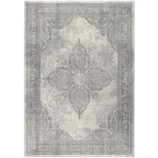 Gray Distressed Medallion Area Rug Photo 1