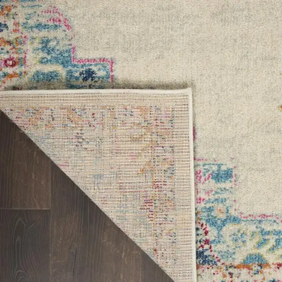 8' Gray And Ivory Medallion Distressed Runner Rug Photo 8