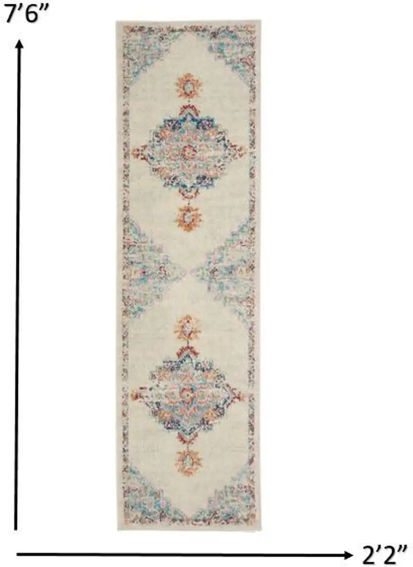 Gray Distressed Medallion Runner Rug Photo 4