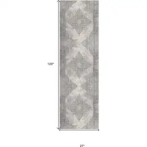 Photo of Gray Distressed Medallion Runner Rug
