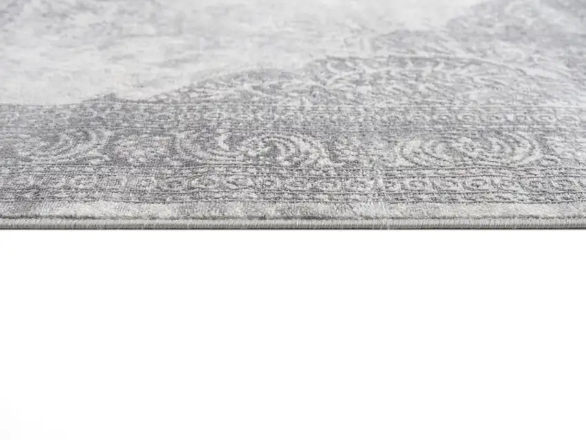 Gray Distressed Medallion Runner Rug Photo 7