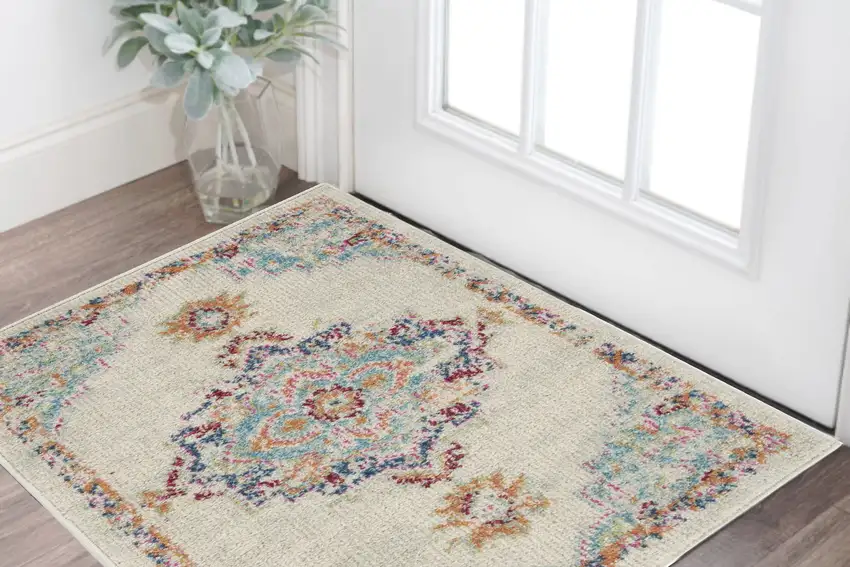 Gray And Ivory Power Loom Area Rug Photo 1