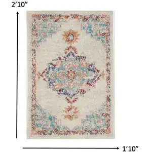Photo of Gray Distressed Medallion Scatter Rug