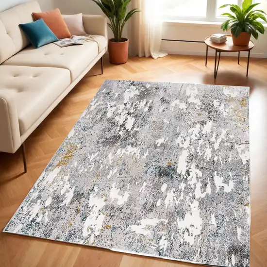 Gray Abstract Power Loom Area Rug Photo 1