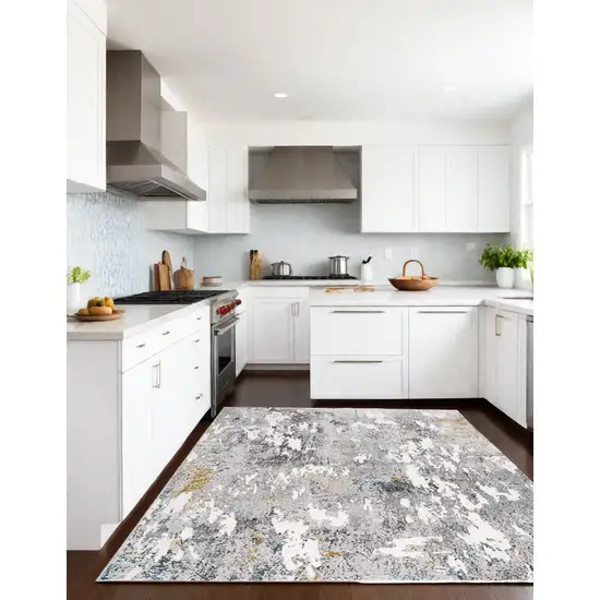 Gray Abstract Power Loom Area Rug Photo 1