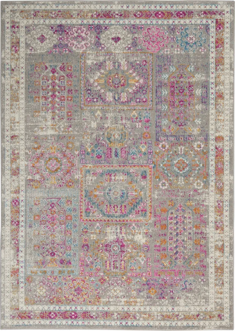 Gray Distressed Ornamental Area Rug Photo 3