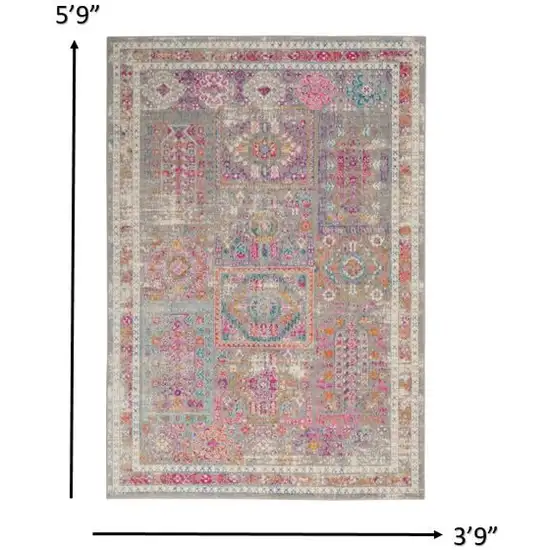 Gray Distressed Ornamental Area Rug Photo 5