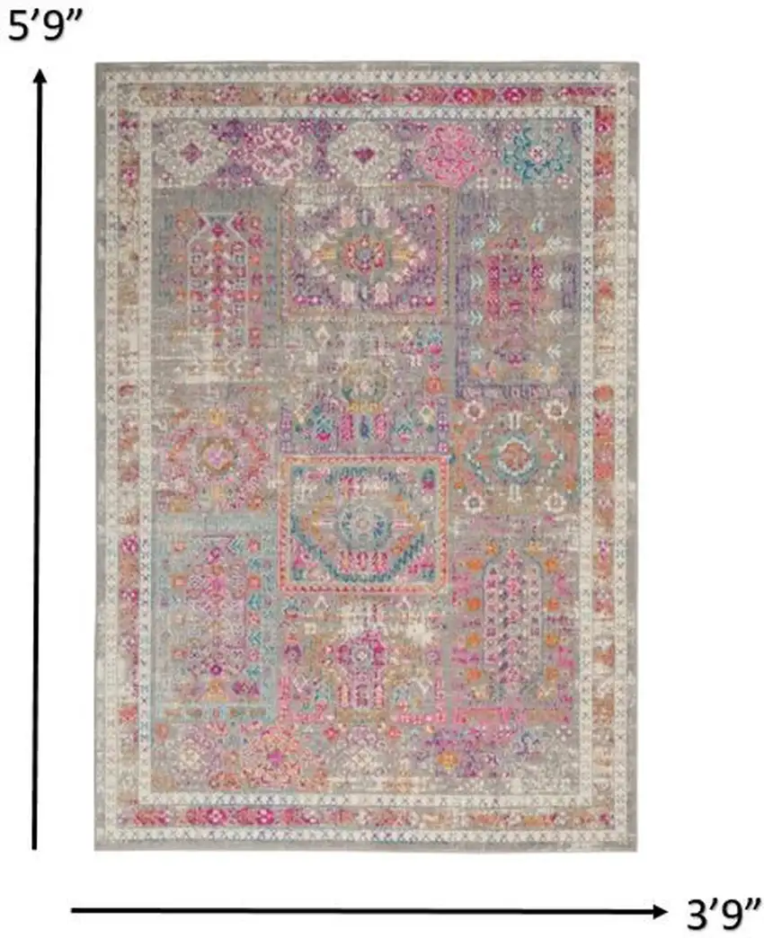 Gray Distressed Ornamental Area Rug Photo 5