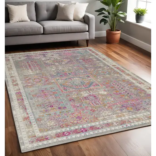 Gray And Ivory Abstract Distressed Area Rug Photo 2