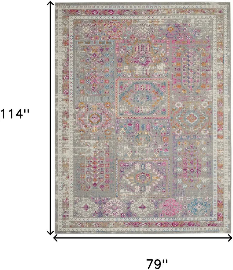 Gray Distressed Ornamental Area Rug Photo 3