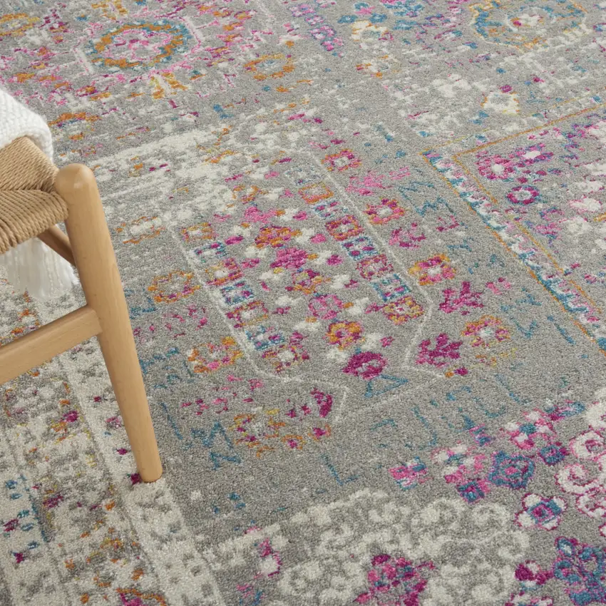 Gray And Ivory Abstract Distressed Area Rug Photo 8