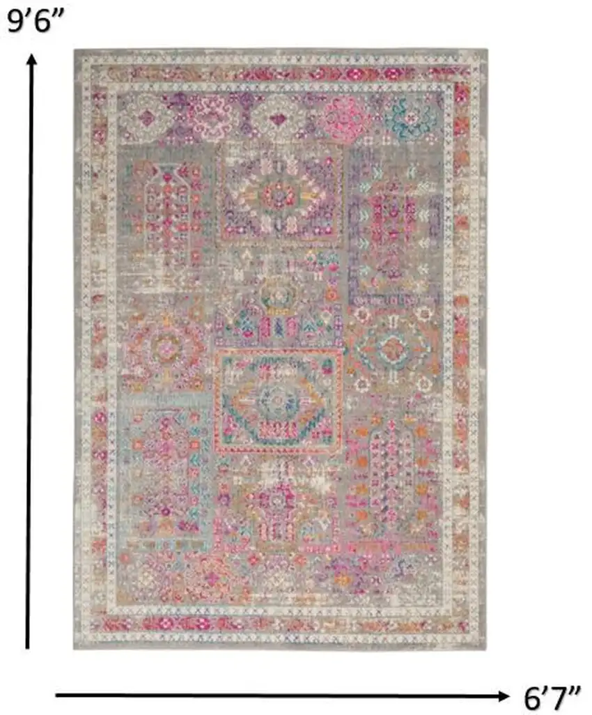 Gray Distressed Ornamental Area Rug Photo 6