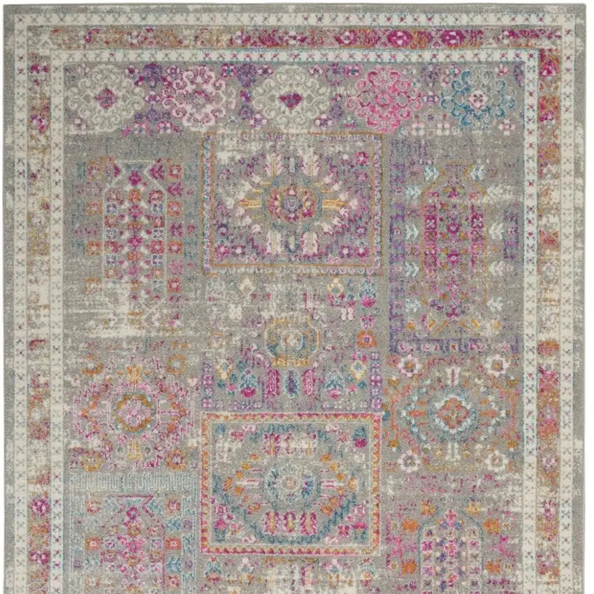 Gray And Ivory Abstract Distressed Area Rug Photo 6