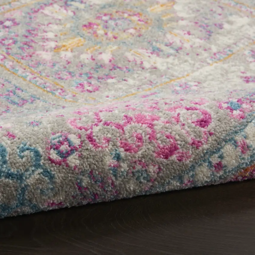 Pink And Gray Abstract Power Loom Area Rug Photo 6