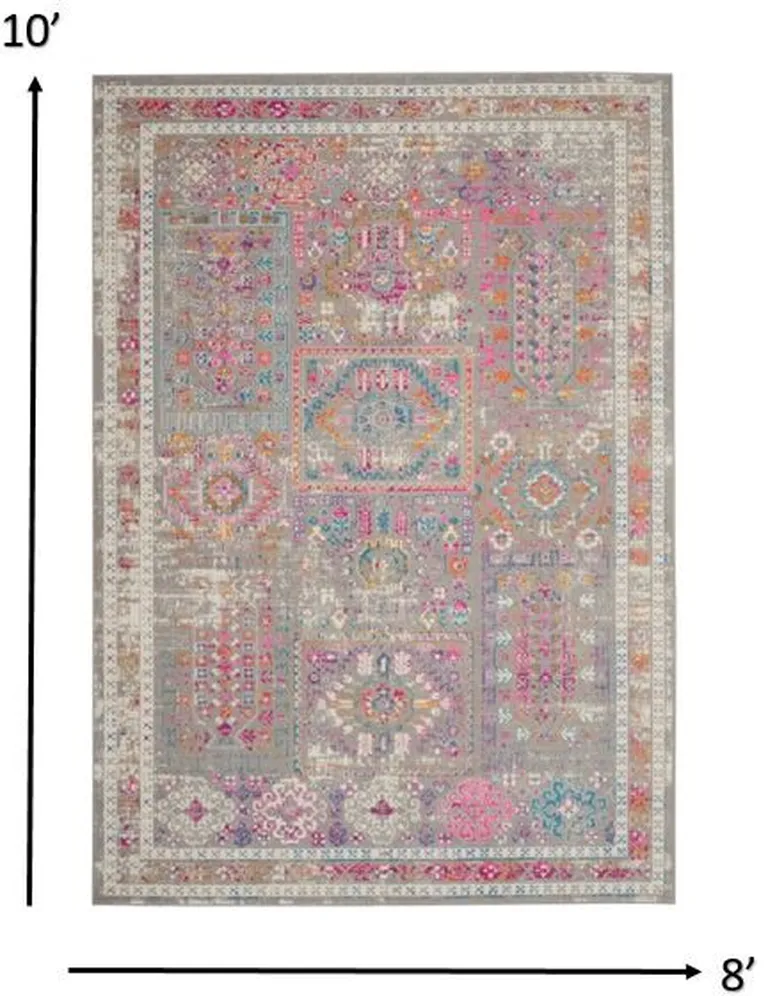 Gray Distressed Ornamental Area Rug Photo 1