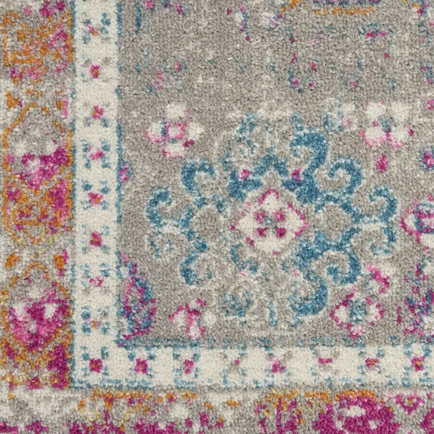 Pink And Gray Abstract Power Loom Area Rug Photo 4
