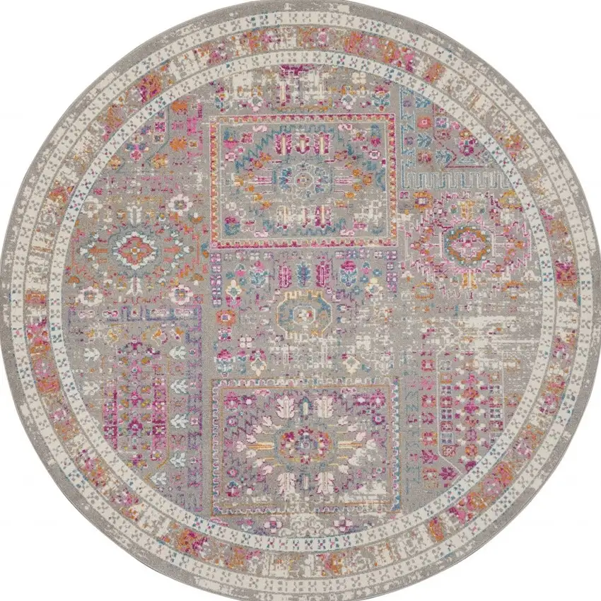 Gray Distressed Ornamental Area Rug Photo 7
