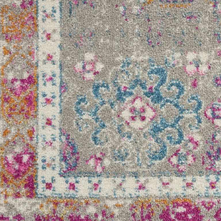 Gray Distressed Ornamental Area Rug Photo 3