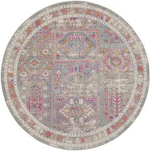 Photo of Gray Distressed Ornamental Area Rug
