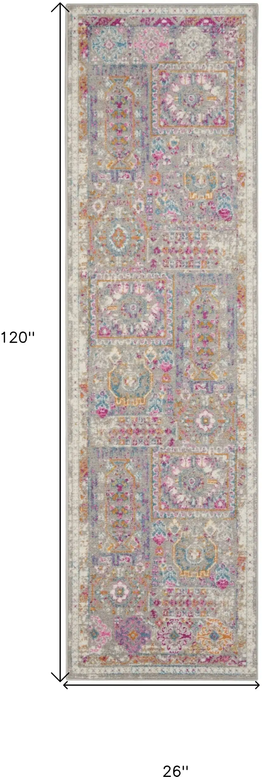 10' Gray And Ivory Abstract Distressed Runner Rug Photo 9
