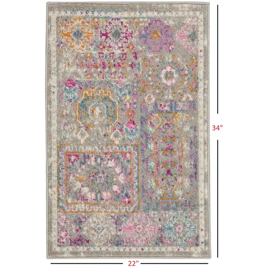 Gray Distressed Ornamental Scatter Rug Photo 5