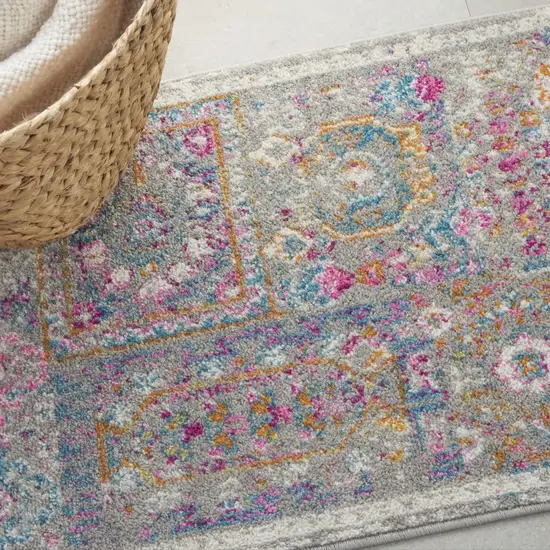 Gray Distressed Ornamental Scatter Rug Photo 8