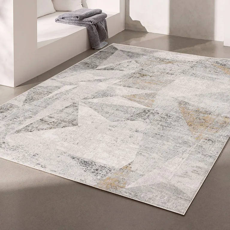 Gray Distressed Prism Modern Area Rug Photo 2