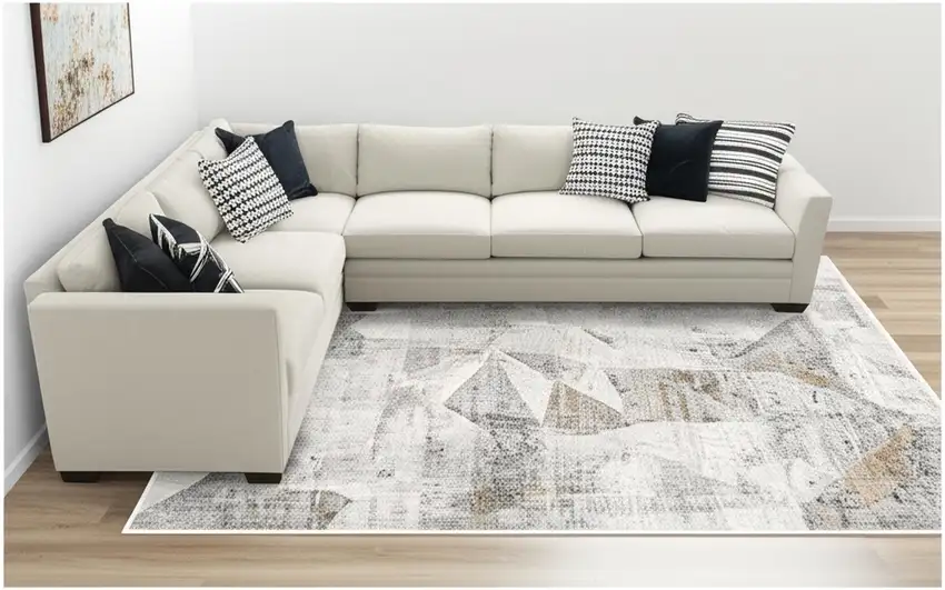Gray Distressed Prism Modern Area Rug Photo 1