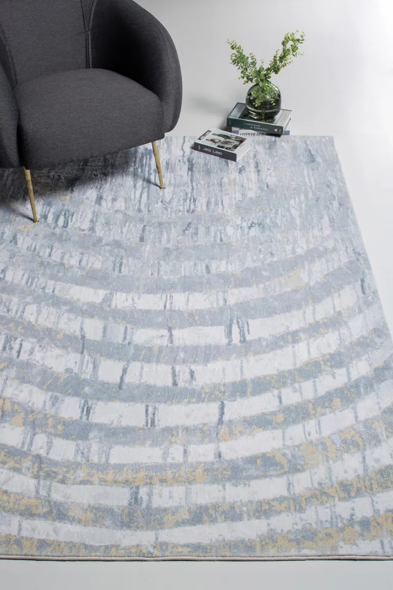 Gray Distressed Steps Abstract Area Rug Photo 5