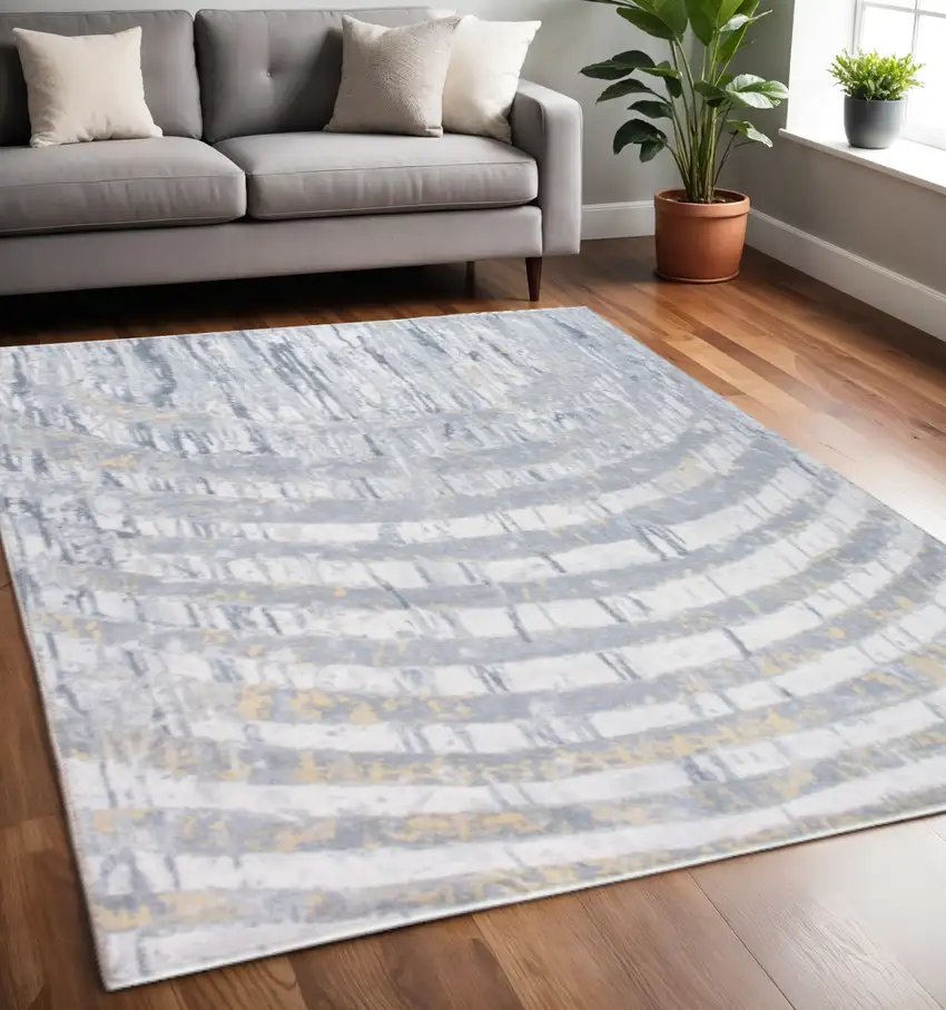 Gray And Ivory Abstract Area Rug Photo 1