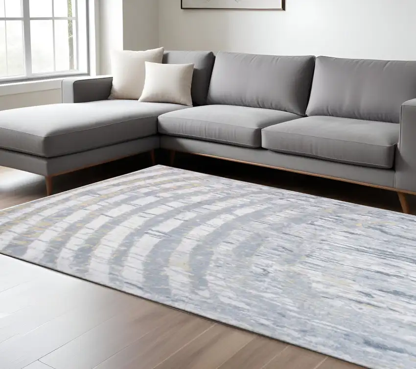 Gray And Ivory Abstract Area Rug Photo 2