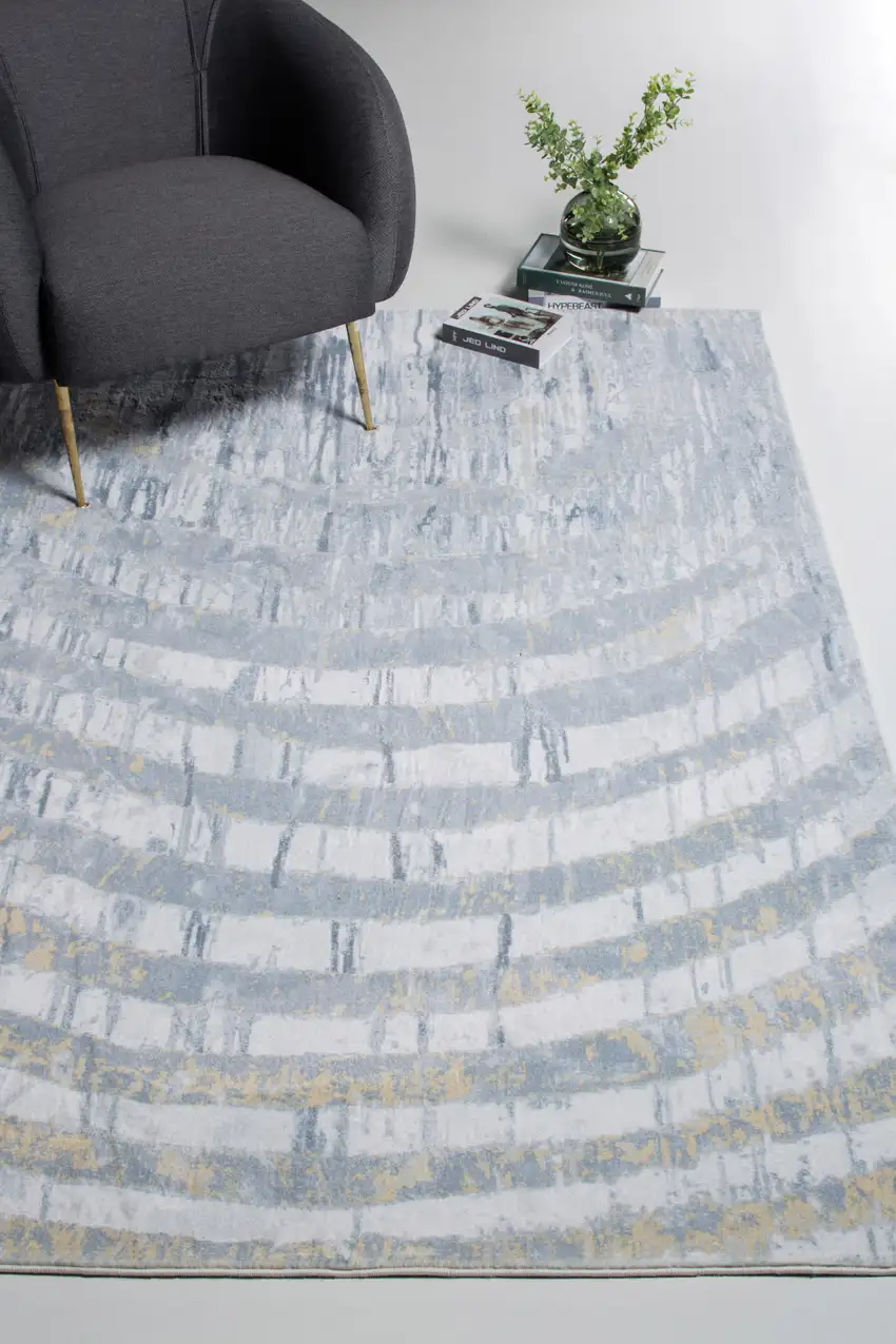 Gray Distressed Steps Abstract Area Rug Photo 7