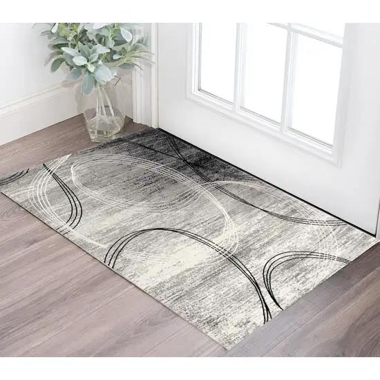 Gray Abstract Dhurrie Area Rug Photo 1