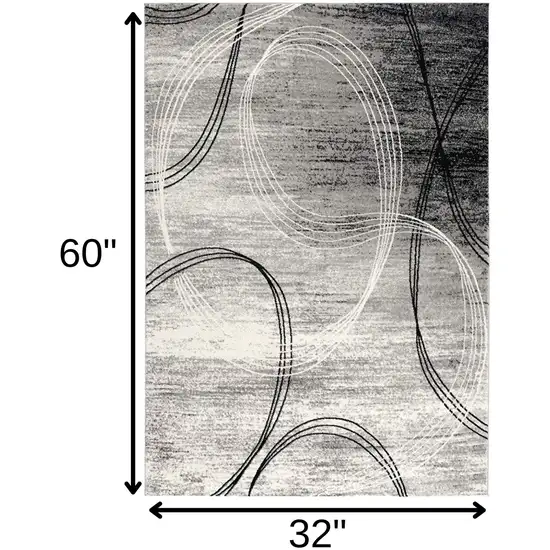 Gray Abstract Power Loom Area Rug Photo 6