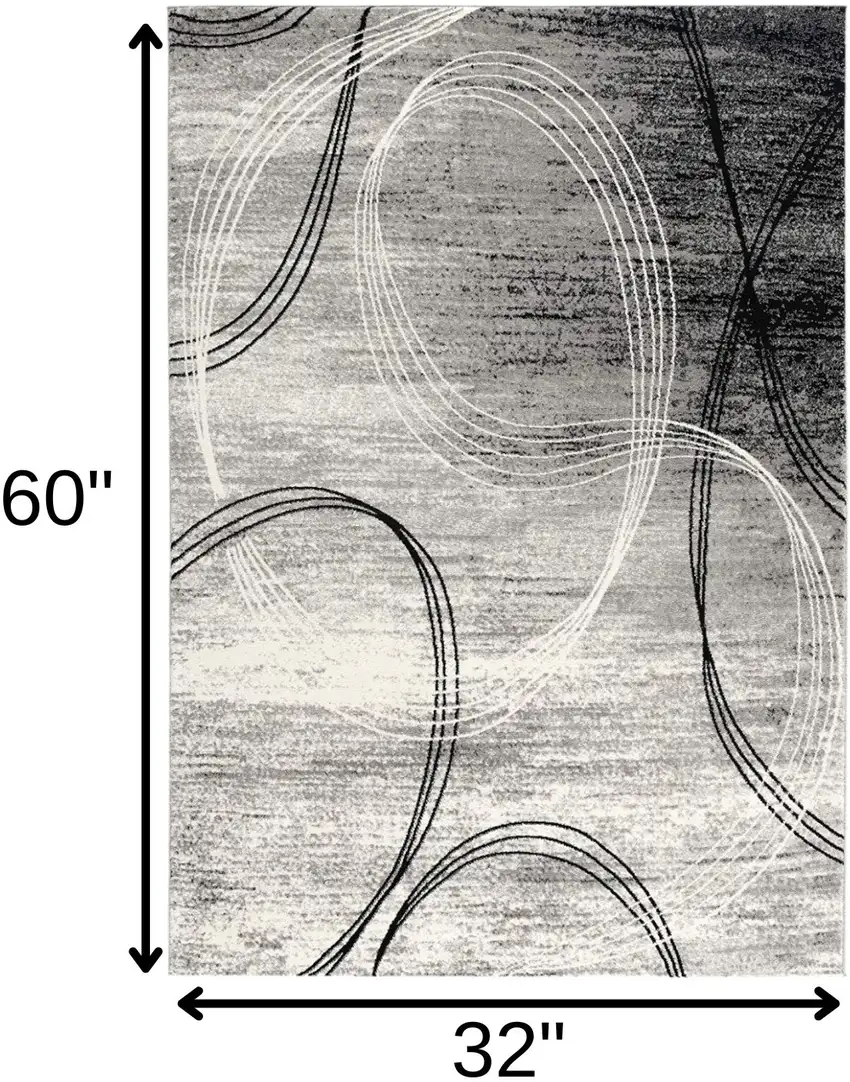 Gray Abstract Power Loom Area Rug Photo 6