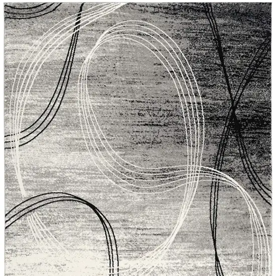 Gray Abstract Power Loom Area Rug Photo 3
