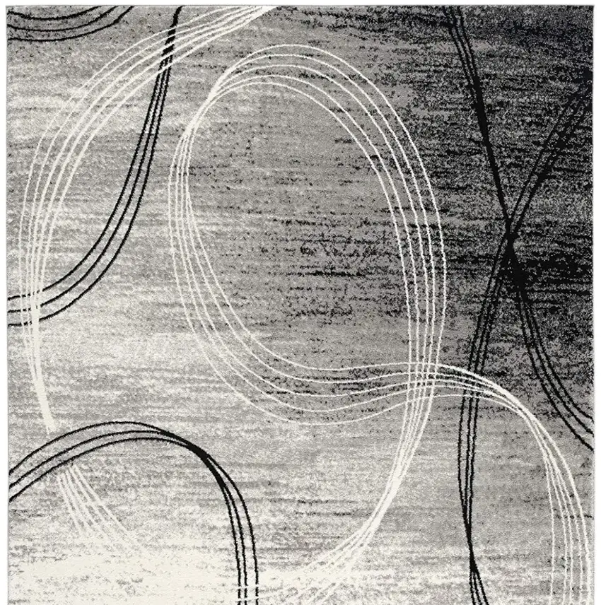 Gray Abstract Power Loom Area Rug Photo 3