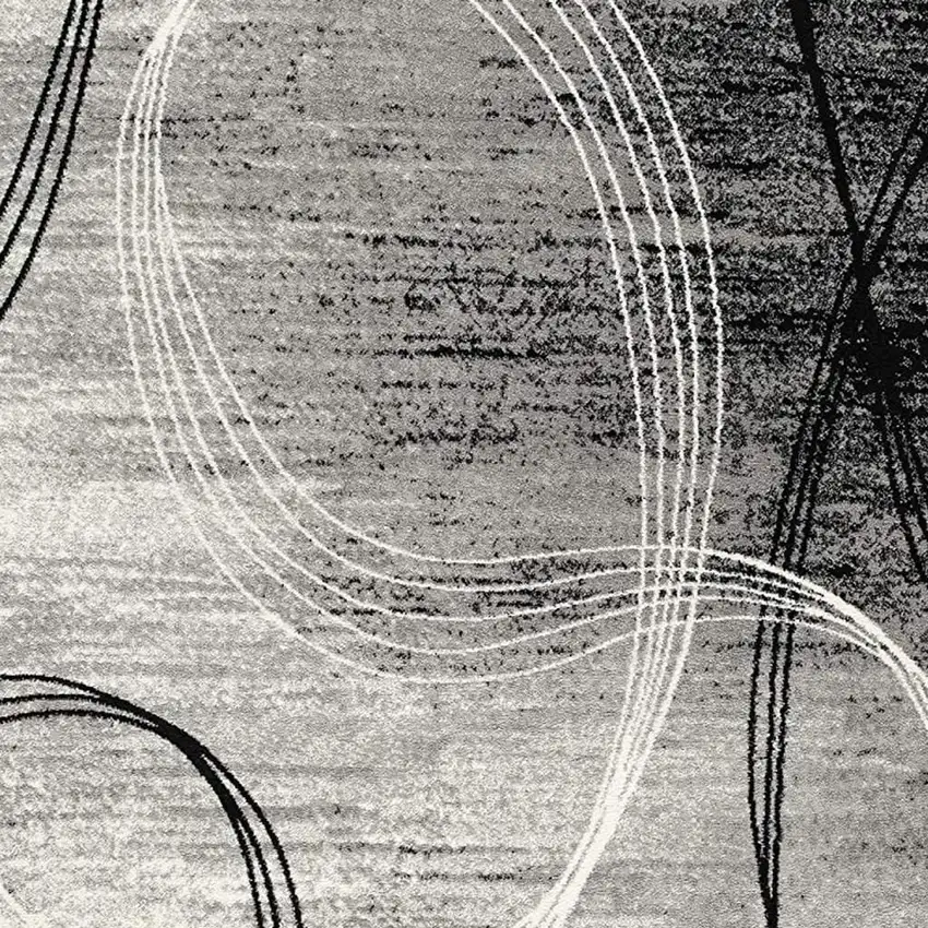 Gray Abstract Power Loom Area Rug Photo 6