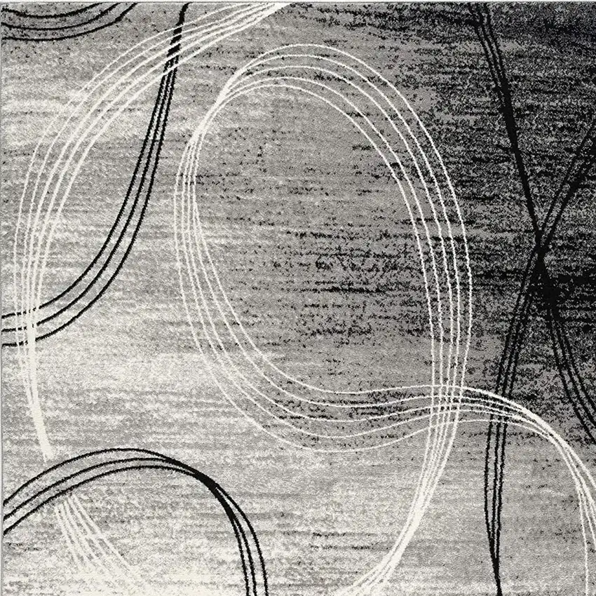 Gray Abstract Power Loom Area Rug Photo 5