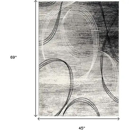 Gray Abstract Power Loom Area Rug Photo 3